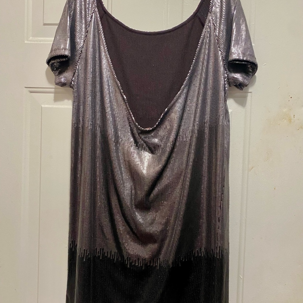 Free People Short Sleeve Drenched In Sequins Mini Dress Ombré Size Medium - Picture 3 of 5